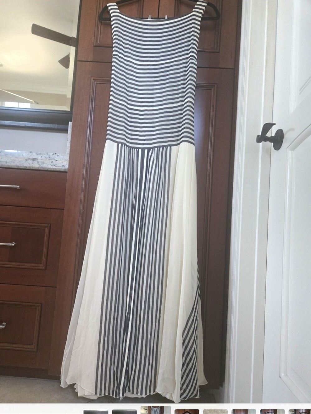 CHANEL Black & White Striped Sleeveless Maxi Dress - Picture 9 of 9